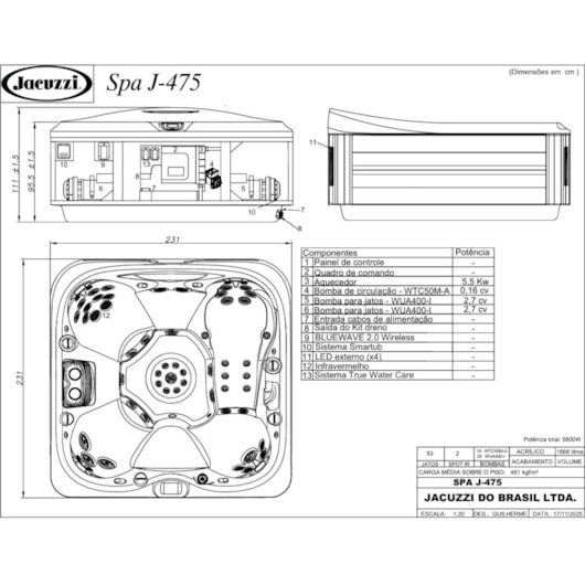 Spa 6 Lugares Com Aquecedor J-475  231cm X 95,50cm Jacuzzi - Imagem principal - 03fdbd6b-55d4-4c1e-b1b0-11d13b7f530b