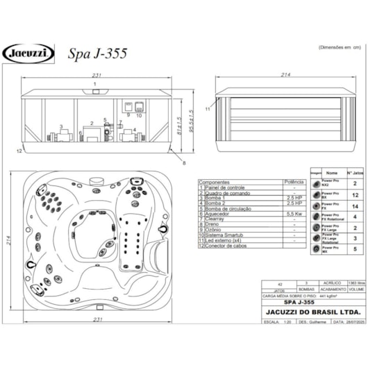 Spa 6 Lugares Com Aquecedor J355 Jacuzzi 231cm X 214cm X 95,50cm - Imagem principal - 789d6764-00bc-451a-a6f4-be41f8ea3a70