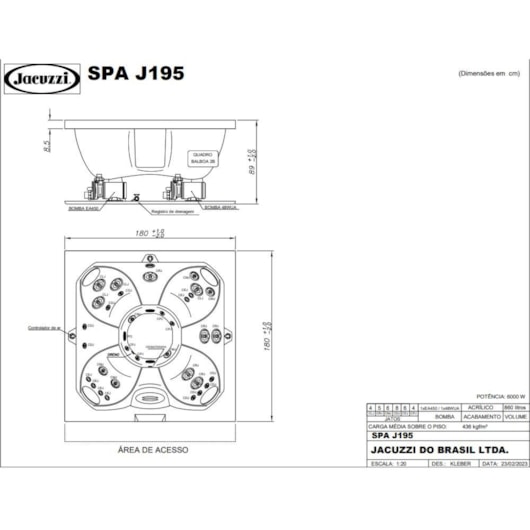 Spa 7 Lugares Com Aquecedor e com Painel J195 Jacuzzi 180cm X 180cm X 89cm - Imagem principal - f21189df-6b96-46e2-b6cf-c6c10c8306ad