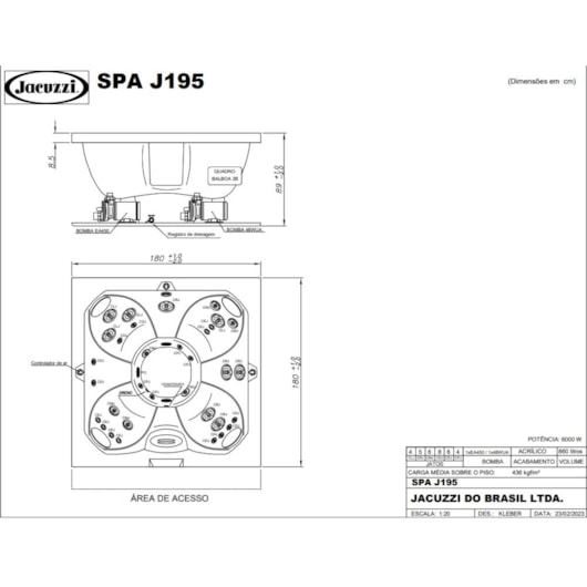 Spa 7 Lugares Com Aquecedor J195 Jacuzzi 180cm X 180cm X 89cm - Imagem principal - 46da6180-0a1c-4f2b-afb2-6deed5641764