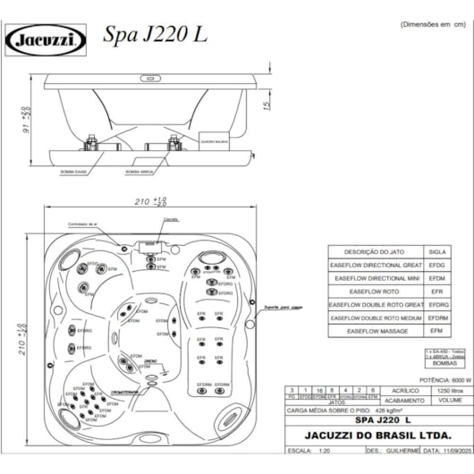 Spa Com 7 Lugares Aquecedor Com Painel J220 60hz Jacuzzi 210cm X 210cm X 91cm - Imagem principal - a2376be0-136d-4ca1-9d21-d85085a95d63