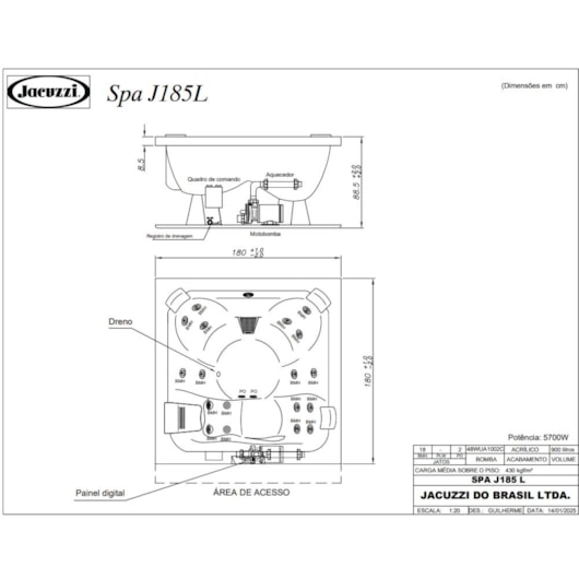 Spa Com Aquecedor 5 Lugares Sem Painéis 185l Jacuzzi 180x180x89cm - Imagem principal - 1728e5a5-5533-48f4-9547-6d0c1d382c8f