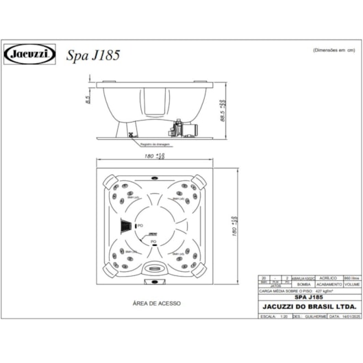 Spa com Aquecedor com 7 Lugares J185 Jacuzzi 180x180x89cm - Imagem principal - 21e31bda-beef-4db3-afcf-fd4ec2835332