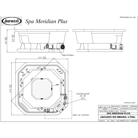 Spa Com Aquecedor e com 8 Lugares Meridian Plus Jacuzzi 214cm X 214cm X 91cm - Imagem principal - a5b33a7c-3b19-41a2-b7f4-ab873f159c75