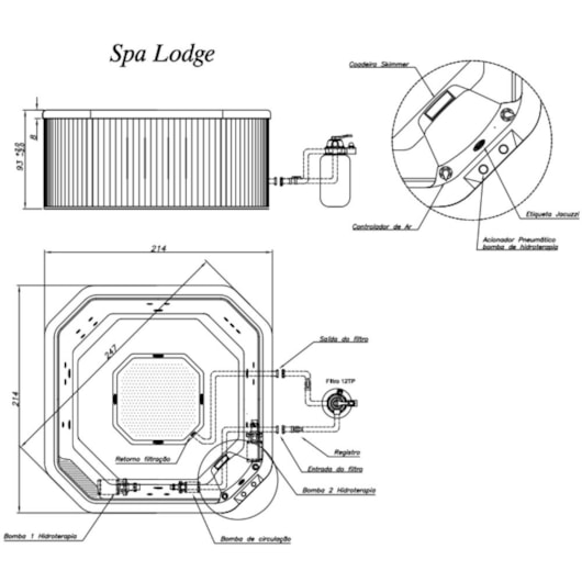 Spa Lodge 8 Lugares com Aquecedor e Painel 214cm X 93cm Jacuzzi - Imagem principal - 7bd66261-db5b-4fc8-a873-de8a2d75aa78