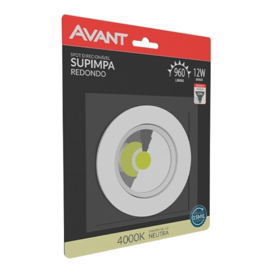 Spot Supimpa Led Quadrado 12W Branco Fosco Luz Neutra 4000K Bivolt Avant - Imagem principal - 03639ba5-a8e0-4c92-9cb8-20044742ada8