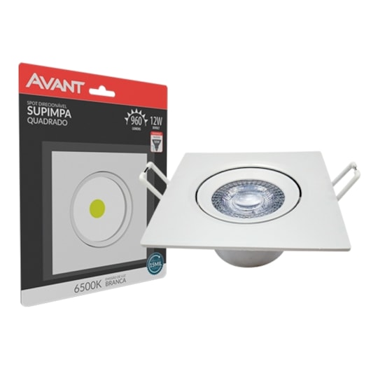 Spot Supimpa Quadrado 12w 6500k Bivolt Luz Branca Avant - Imagem principal - 2b45d217-09f0-4cba-b74b-338e2d57cb90