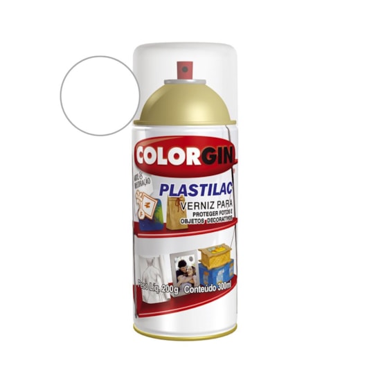 Spray  Plastilac Verniz Brilhante Colorgin 200g - Imagem principal - e536ec37-490f-44dd-8bfa-5df1d2f8401a