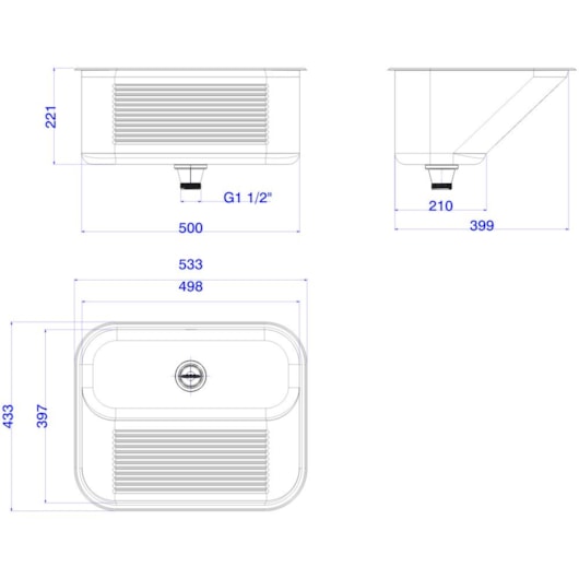 Tanque De Embutir Inox Deca 50x40cm - Imagem principal - e31d8680-29a5-4e67-bffa-10514726a71d