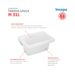 Tanque De Louça M 31l 55x49cm Branco Incepa