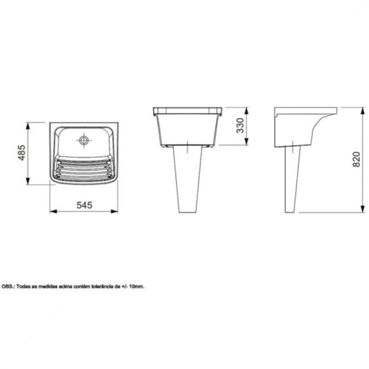 Tanque De Louça M 31l 55x49cm Branco Incepa - Imagem principal - d31b25fd-02e5-481f-9809-ab7c80288f54