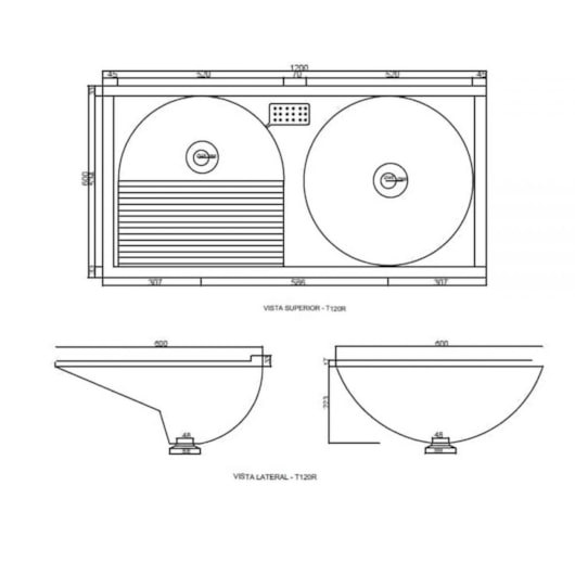 Tanque Duplo 120x60cm Branco Gelo Decoralita - Imagem principal - 10cab2a0-ce41-435a-a153-71fb95a7566f