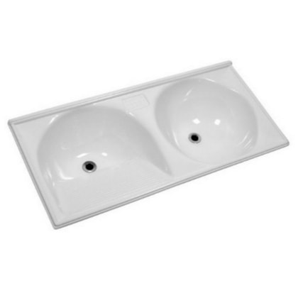 Tanque Duplo De Marmofibra 102x50cm Branco Decoralita