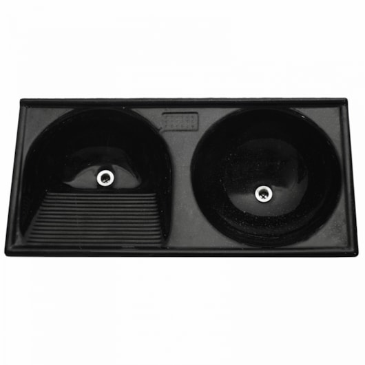 Tanque Duplo Marmofibra Preto Absoluto Decoralita 102x50cm - Imagem principal - 05ec69e9-699b-4bb2-81b2-dde389bdfc0c