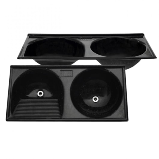 Tanque Duplo Marmofibra Preto Absoluto Decoralita 112x53cm - Imagem principal - e48d099a-e554-4b8b-a457-97b6072662b9