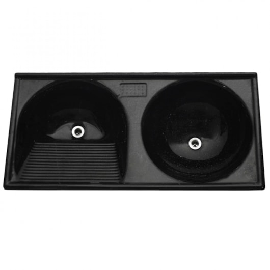 Tanque Duplo Marmofibra Preto Absoluto Decoralita 112x53cm - Imagem principal - b54c4fd6-4497-4e23-a08b-c80548475fc0