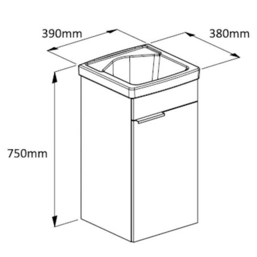 Tanque Em Polipropileno Com Gabinete De 1 Porta Branco Celite 75x38cm - Imagem principal - 75712d9f-7895-4525-ae9b-c98d426938b0
