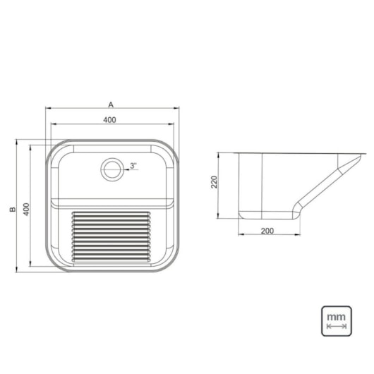 Tanque Monobloco Para Embutir A304 55l Com Válvula 20435 Acetinado Ghelplus 63x53cm  - Imagem principal - 81261ecb-cc81-44d3-a132-ebec9772671f