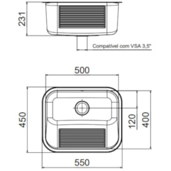 Tanque Monobloco Polido Docol 32L 55x45x23cm