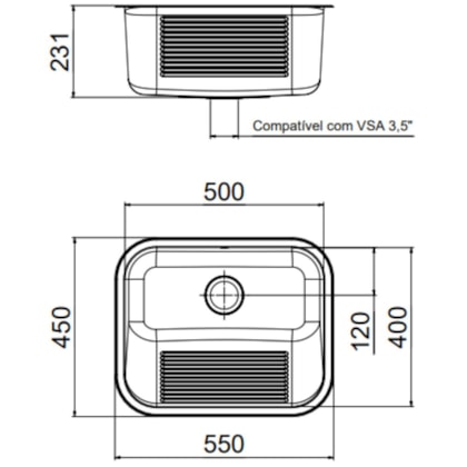 Tanque Monobloco Polido Docol 32L 55x45x23cm