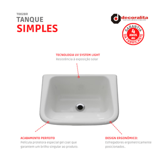 Tanque Simples 55x42cm Branco Decoralita - Imagem principal - b7e920b1-3e54-4d9d-9fcc-6895494b2bf5