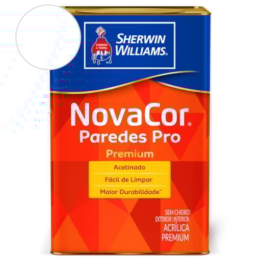Tinta ACR Acetinado Paredes Pro NovaCor Branco Sherwin Williams 18L - Imagem principal - 981a2360-148f-4ef7-8581-5b386d96f46f