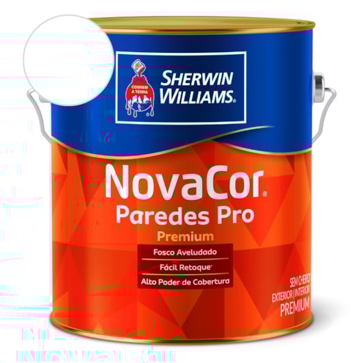 Tinta ACR Acetinado Paredes Pro NovaCor Branco Sherwin Williams 3,6L - Imagem principal - b0daad94-bde0-4902-8e3d-f841fdf53e31