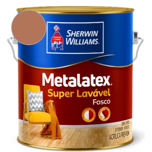 Tinta ACR Metalatex Acril Fosco  Vermelho Rustico Sherwin Williams 3,6L - Imagem principal - 314ac070-854a-4387-8c48-69ce938cb595