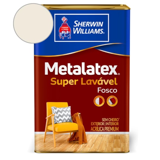 Tinta ACR Metalatex Fosco Bianco Sereno Sherwin Williams 18L - Imagem principal - 06b81b25-a8a9-4e31-976e-bf9b2728825f