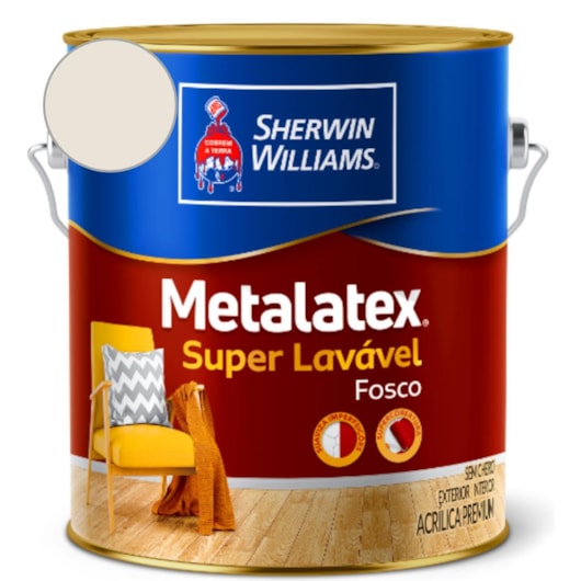 Tinta ACR Metalatex Fosco Bianco Sereno Sherwin Williams 3,6L - Imagem principal - 11c170f9-ab98-4f7e-a348-75946b3ab4b3