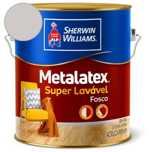 Tinta ACR Metalatex Fosco Cinza Urbano Sherwin Williams 3,6L - Imagem principal - 2238adb8-951e-49f7-a682-c221c4fc40d6