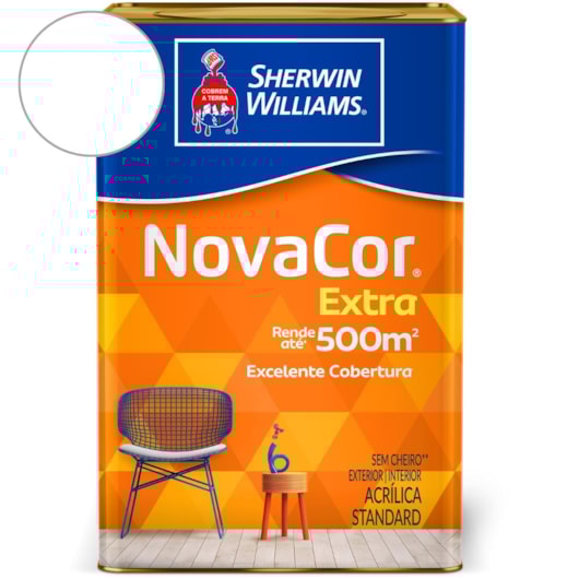 Tinta ACR NovaCor Mais RendiMetaliconto Fosco Branco Sherwin Williams 18L - Imagem principal - 3de6d4be-a2e4-4658-b54d-5b0a37111d1c