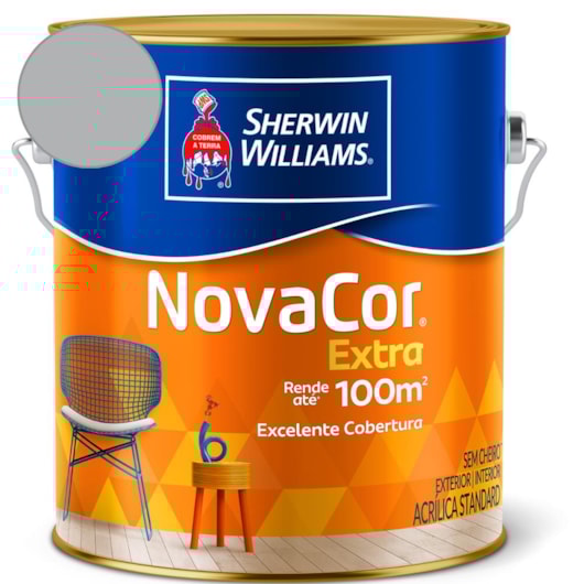 Tinta ACR Semi Brilho Mais Rendimento NovaCor Cinza Barbatana Sherwin Wiliams 3,6L - Imagem principal - 2a81eeb3-51a1-4853-8636-65bd1eea8cdc
