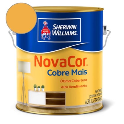 Tinta Acrílica Cobre Mais NovaCor Amarelo Sol Sherwin Williams 3,6L