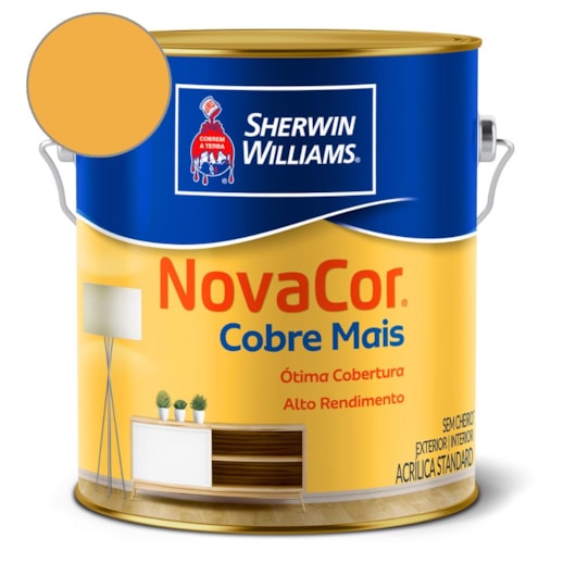 Tinta Acrílica Cobre Mais NovaCor Amarelo Sol Sherwin Williams 3,6L - Imagem principal - 8dbf8edb-dc50-4377-9a56-f3d28e7a505b