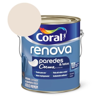 Tinta Acrílica Creme Premium Fosco Renova Paredes e Tetos Algodão Egípcio 3,2l Coral