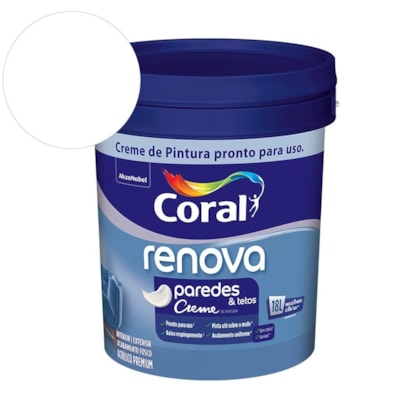 Tinta Acrílica Creme Premium Fosco Renova Paredes e Tetos Branco 18l Coral