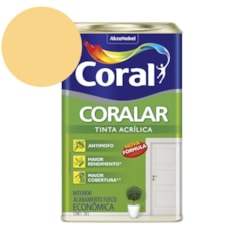 Tinta Acrílica Econômica Coralar Acrílico Fosco Amarelo Canário 18l Coral