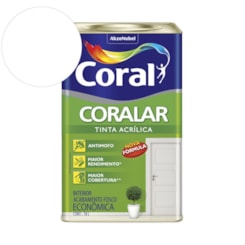 Tinta Acrílica Econômica Coralar Acrílico Fosco Branco Neve Coral 18L