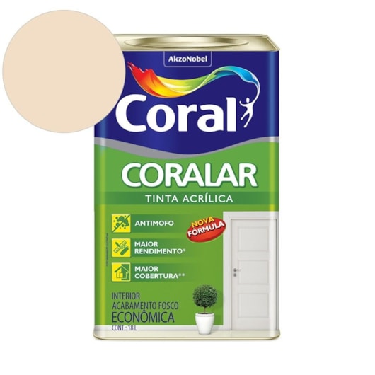 Tinta Acrílica Econômica Coralar Acrílico Fosco Palha 18l Coral - Imagem principal - d1dd7bc8-fcd8-401e-891e-8e2e4b89dfd8