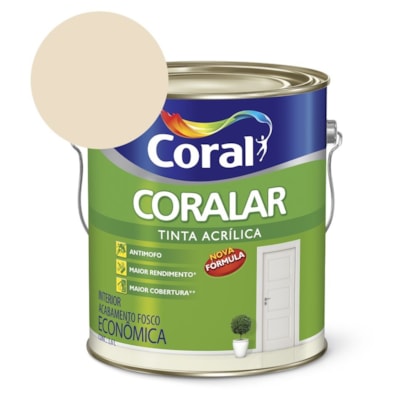 Tinta Acrílica Econômica Coralar Acrílico Fosco Palha 3.6l Coral