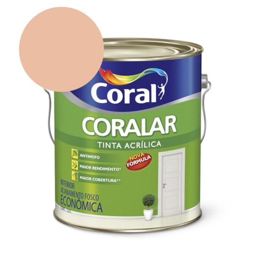 Tinta Acrílica Econômica Coralar Acrílico Fosco Pêssego 3.6l Coral - Imagem principal - 9fe9d270-8e06-4289-b797-faca99328e5c