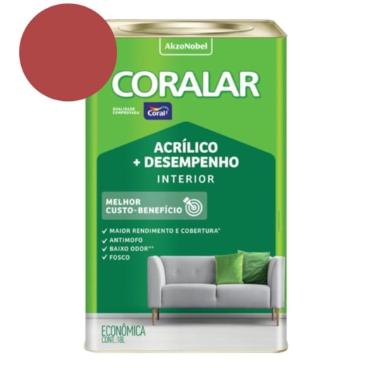 Tinta Acrílica Econômica Coralar Acrílico Fosco Rubi 18l Coral - Imagem principal - 4e213d00-bbdd-4ee0-9261-ceecadec1b58