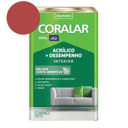 Tinta Acrílica Econômica Coralar Acrílico Fosco Rubi 18l Coral