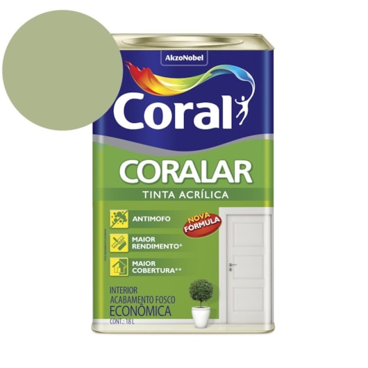 Tinta Acrílica Econômica Coralar Acrílico Fosco Verde Kiwi 18l Coral - Imagem principal - 2bf83347-ecab-4ab4-8b01-c435a1c42b03