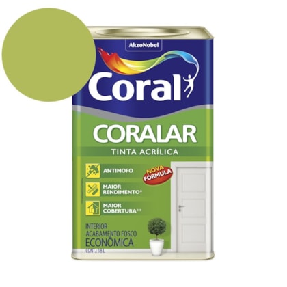 Tinta Acrílica Econômica Coralar Acrílico Fosco Verde Limão 18l Coral