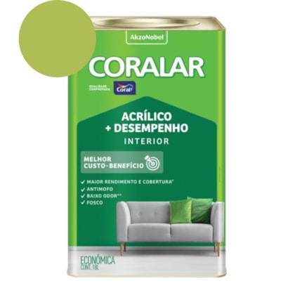 Tinta Acrílica Econômica Coralar Acrílico Fosco Verde Limão 18l Coral