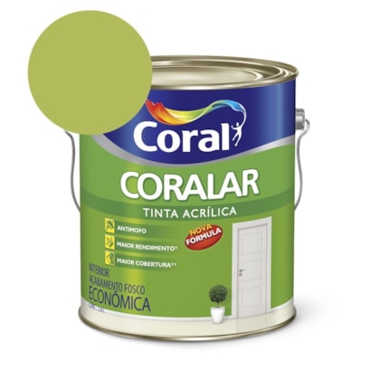 Tinta Acrílica Econômica Coralar Acrílico Fosco Verde Limão 3.6l Coral