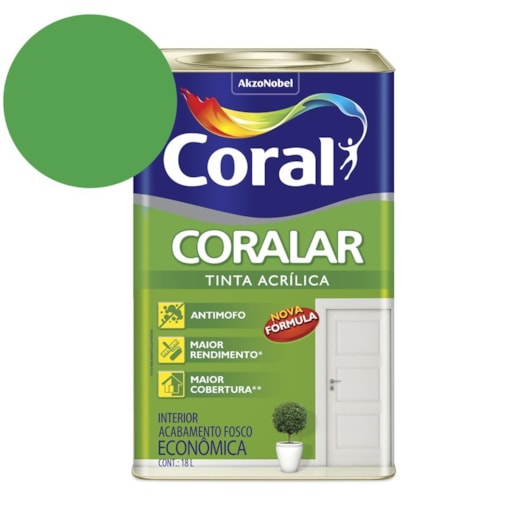 Tinta Acrílica Econômica Coralar Acrílico Fosco Verde Timbalada 18l Coral - Imagem principal - 6a3b7242-7568-4673-b2d5-989a3163fd7b