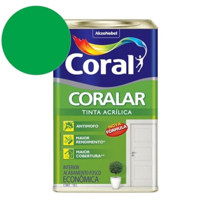 Tinta Acrílica Econômica Coralar Acrílico Fosco Verde Timbalada 18l Coral